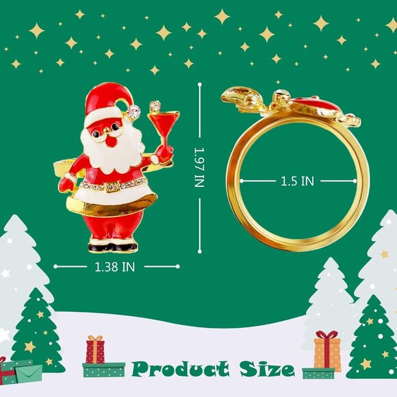 Xmas Napkin Rings Set of 6, Father Chirstmas Napkin Ring for Wedding, Thanksgivi - Picture 6 of 6